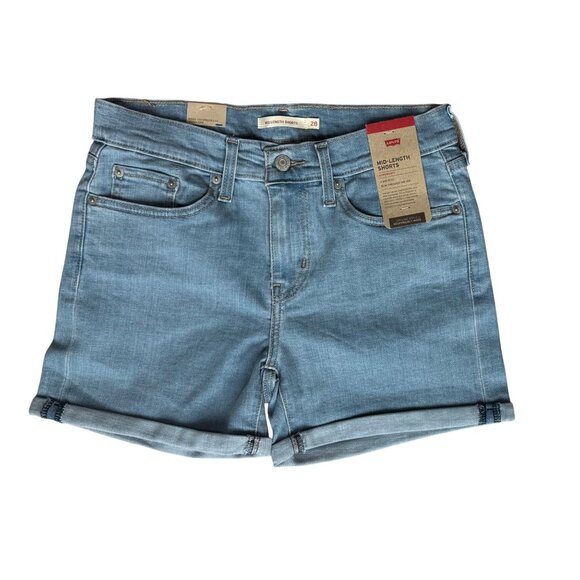 Levi's New Shorts Womens Size 28 Denim Jean Mid Length Rolled Hem Soft - Picture 1 of 15